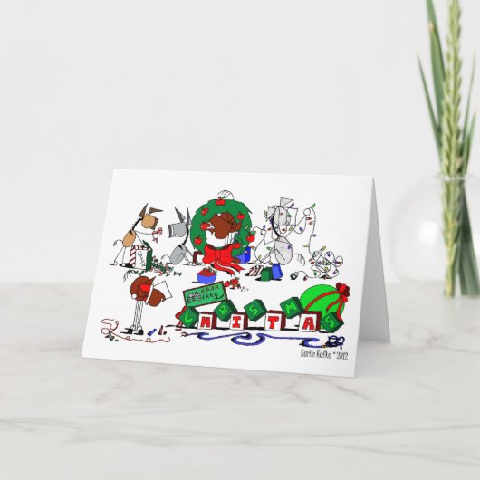 Glückliches Pferd bewirtschaftet Weihnachtskarte Feiertagskarte (Vorderseite)