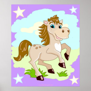 Glückliches Pferd Cartoon Poster
