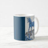 glückliches Pferd in Blau Kaffeetasse (VorderseiteRechts)
