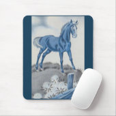 glückliches Pferd in Blau Mousepad (Mit Mouse)