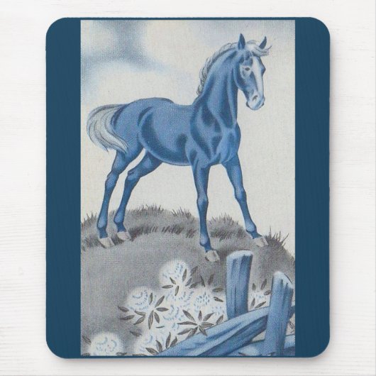glückliches Pferd in Blau Mousepad (Vorne)