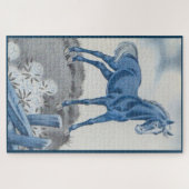glückliches Pferd in Blau Puzzle (Horizontal)
