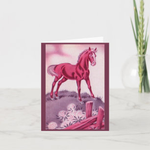 glückliches Pferd in Rosa