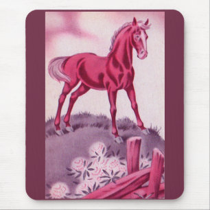 glückliches Pferd in Rosa Mousepad