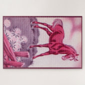 glückliches Pferd in Rosa Puzzle (Horizontal)