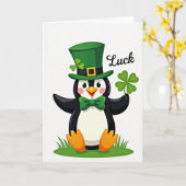 Glückliches Pinguin St. Patrick's Day Karte (Gelbe Blume)