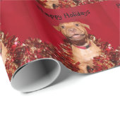 Glückliches pitbull Welpe Weihnachten Geschenkpapier (Rolleneckpunkt)