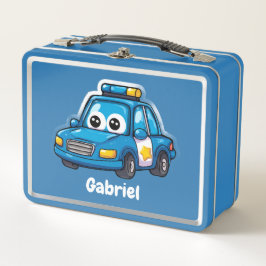 Glückliches Polizeiauto, Jungen, Personalisiertes  Metall Brotdose