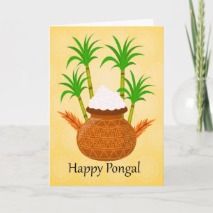 Glückliches Pongal, mit einem Topf Reis und Karte