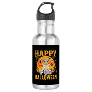 Glückliches Pug Halloween Gruseliger Hund Design_1 Edelstahlflasche