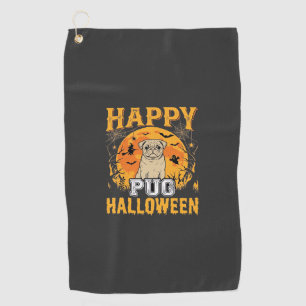 Glückliches Pug Halloween Gruseliger Hund Design_1 Golfhandtuch