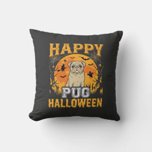 Glückliches Pug Halloween Gruseliger Hund Design_1 Kissen