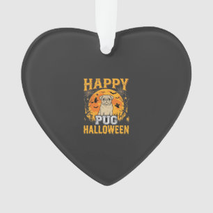 Glückliches Pug Halloween Gruseliger Hund Design_1 Ornament