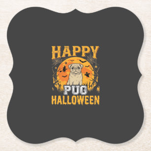 Glückliches Pug Halloween Gruseliger Hund Design_1 Untersetzer