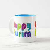 GLÜCKLICHES PURIM flippiges Geschenk Zweifarbige Tasse (Vorderseite Links)