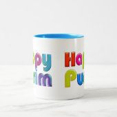 GLÜCKLICHES PURIM flippiges Geschenk Zweifarbige Tasse (Mittel)