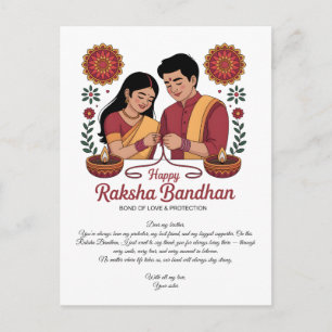 Glückliches Raksha Bandhan-Postkartenmotiv Postkarte