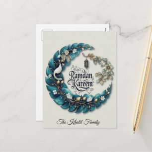 Glückliches Ramadan Mubarak Ramadan Kareem Blau Feiertagspostkarte