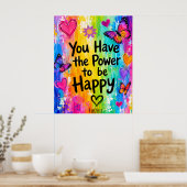 GLÜCKLICHES REGENBOGEN- UND SCHMETTERLINGE-PLAKAT POSTER (Küche)