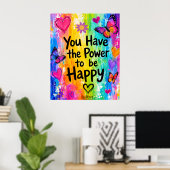GLÜCKLICHES REGENBOGEN- UND SCHMETTERLINGE-PLAKAT POSTER (Heimbüro)