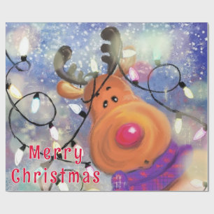 Glückliches Rentier Lustiges Weihnachtspapier Geschenkpapier