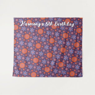 Glückliches Retro-Blumen Süß 70er Hippie Gänseblüm Wandteppich