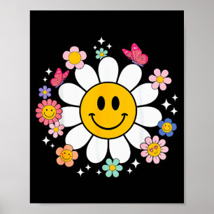Glückliches Retro-Gänseblümchen-Lächelgesicht Prep Poster