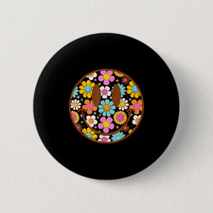 Glückliches Retro-Gänseblümchen-Lächeln-Gesicht Pr Button