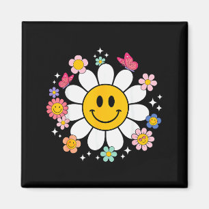 Glückliches Retro-Gänseblümchen-Lächeln-Gesicht Pr Magnet