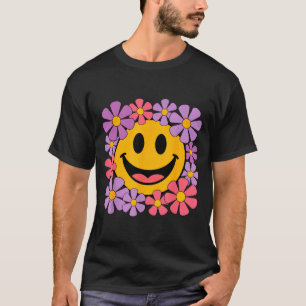 Glückliches Retro-Gänseblümchen-Lächeln-Gesicht Pr T-Shirt