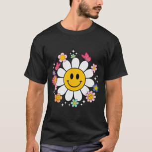 Glückliches Retro-Gänseblümchen-Lächeln-Gesicht Pr T-Shirt