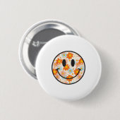 Glückliches Retro-Gänseblümchen-Lächeln-Gesicht-Vo Button (Vorne & Hinten)