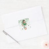 Glückliches Retro Glamour Quadratischer Aufkleber (Umschlag)