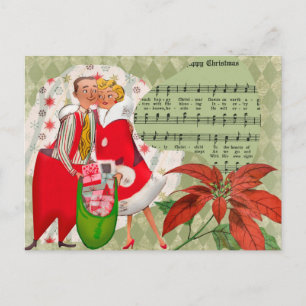 Glückliches Retro-Weihnachtspaar der 1950er Jahre Feiertagspostkarte