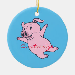 Glückliches rosa Schwein, das Thunder_Cove spring Keramik Ornament