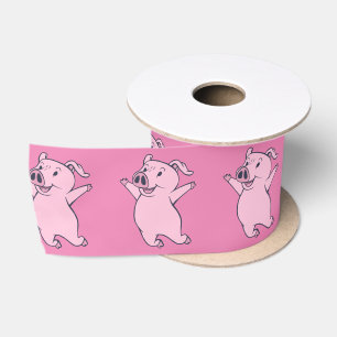 Glückliches rosa Schwein, das Thunder_Cove spring Satinband