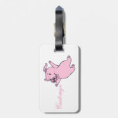 Glückliches rosa Schwein, das Thunder_Cove springt Gepäckanhänger (Rückseite vertikal)