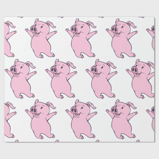Glückliches rosa Schwein, das Thunder_Cove springt Geschenkpapier (Flach)