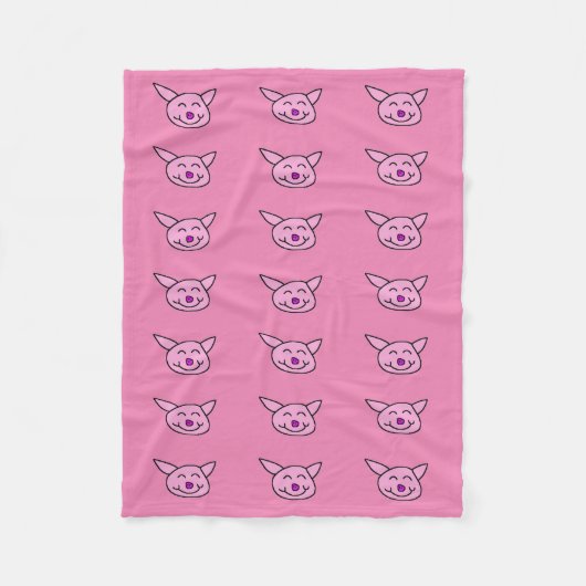 Glückliches Rosa Schwein Fleecedecke (Vorderseite)