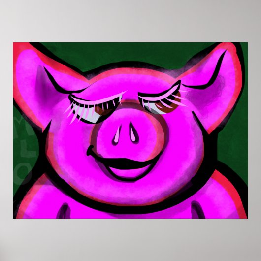 Glückliches Rosa Schwein Poster (Vorne)