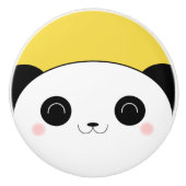 Glückliches rosiges Cheeked Kawaii Panda-Gesicht Keramikknauf (Vorderseite)