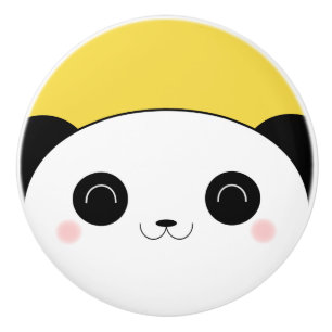 Glückliches rosiges Cheeked Kawaii Panda-Gesicht Keramikknauf