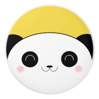 Glückliches rosiges Cheeked Kawaii Panda-Gesicht Keramikknauf