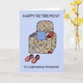Glückliches Ruhestand an den Podiatrist. Karte (Gelbe Blume)