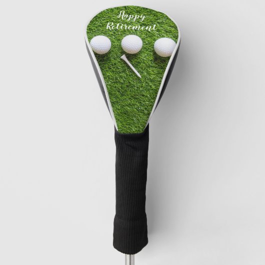 Glückliches Ruhestand für Golfer mit Golfball auf Golf Headcover (Vorderseite)