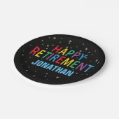 Glückliches Ruhestands-Party mit Sternen und Pappteller (Schrägansicht)