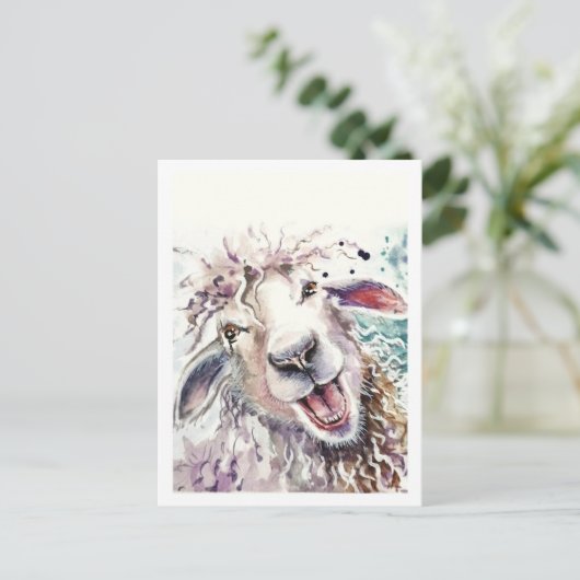Glückliches Schaf Postkarte (Stehend Vorderseite)