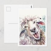 Glückliches Schaf Postkarte (Vorne/Hinten)