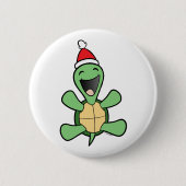 Glückliches Schildkröte-Weihnachten Button (Vorderseite)