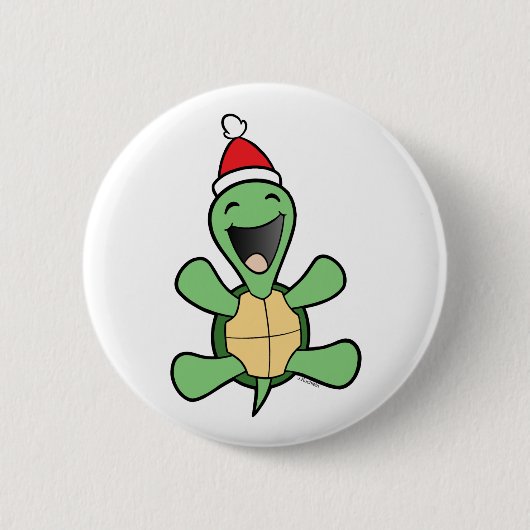 Glückliches Schildkröte-Weihnachten Button (Vorderseite)